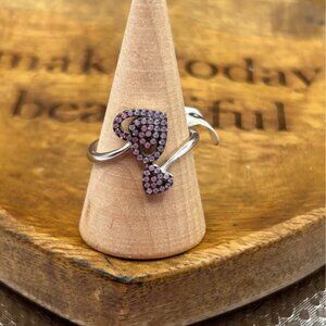 Double Heart Size 8 ring Sterling Silver Jewelry